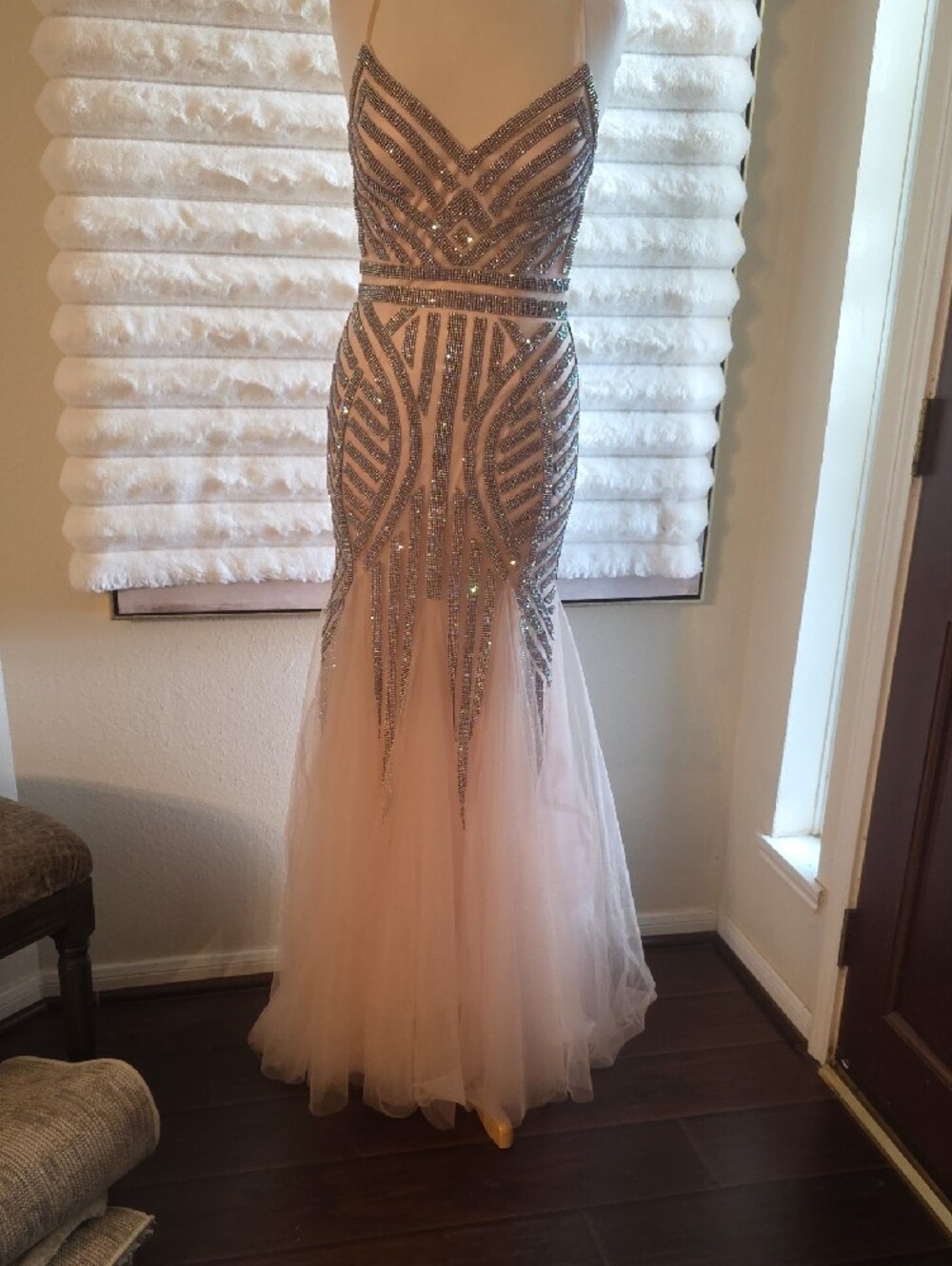 Alyce Paris Blush Pink Beaded Mermaid Prom Dress - Picture 5 of 9